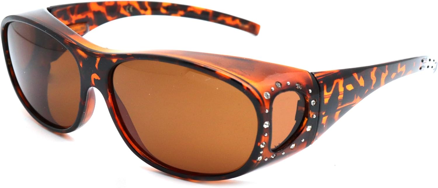 

Защитные накладки на линзы солнцезащитных очков Colorviper Fitover Lens Covers, надеваемые поверх линз поляризованных очков, модель St7659pl COLOR VIPER, Medium W1: Rhinestones Shiny Tortoise Polarized