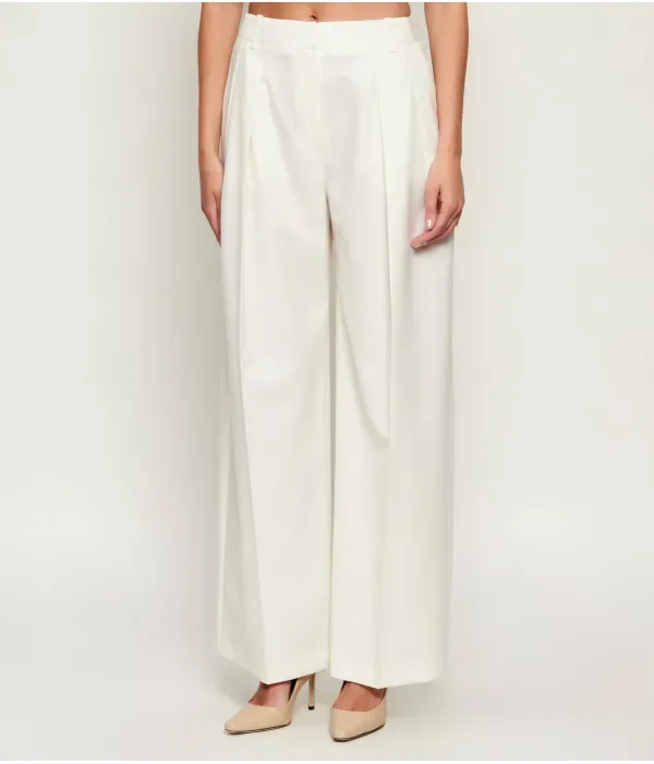 Шерстяные брюки TEXENA relaxed fit Boss, белый