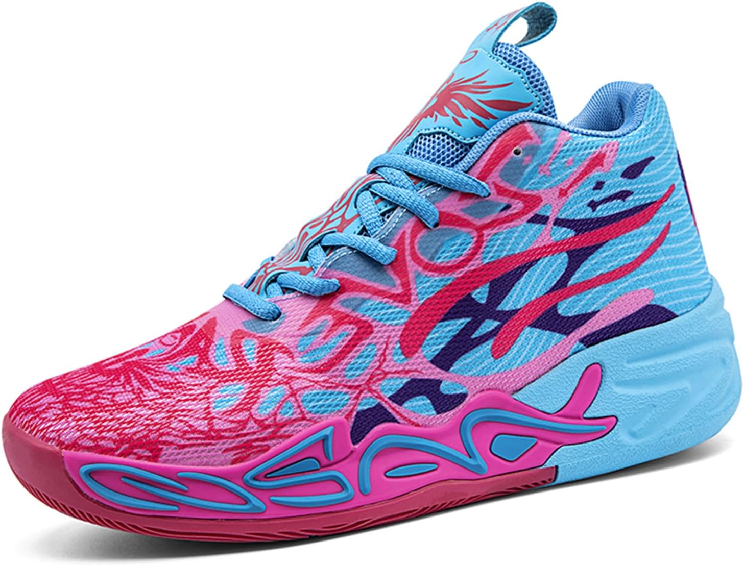 

Мужские высокие кроссовки с шнуровкой, разноцветные, с дышащим сетчатым верхом, для баскетбола с ярким флуоресцентным градиентным дизайном, комфортные для тренировок, игр на корте, тенниса, волейбола и спортивной активности Psieicwm