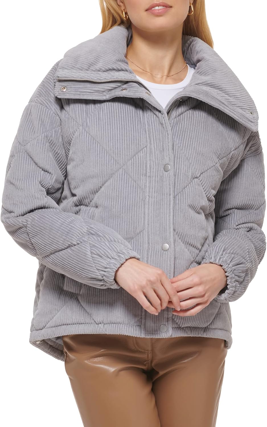 

Женская стеганая вельветовая куртка Levi's с ромбовидным узором, Light Grey