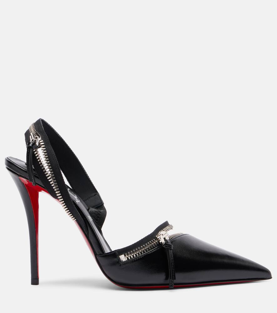 Slingyzip 100 кожаные лодочки на ремешке Christian Louboutin, Black/Lin Black — фото 4
