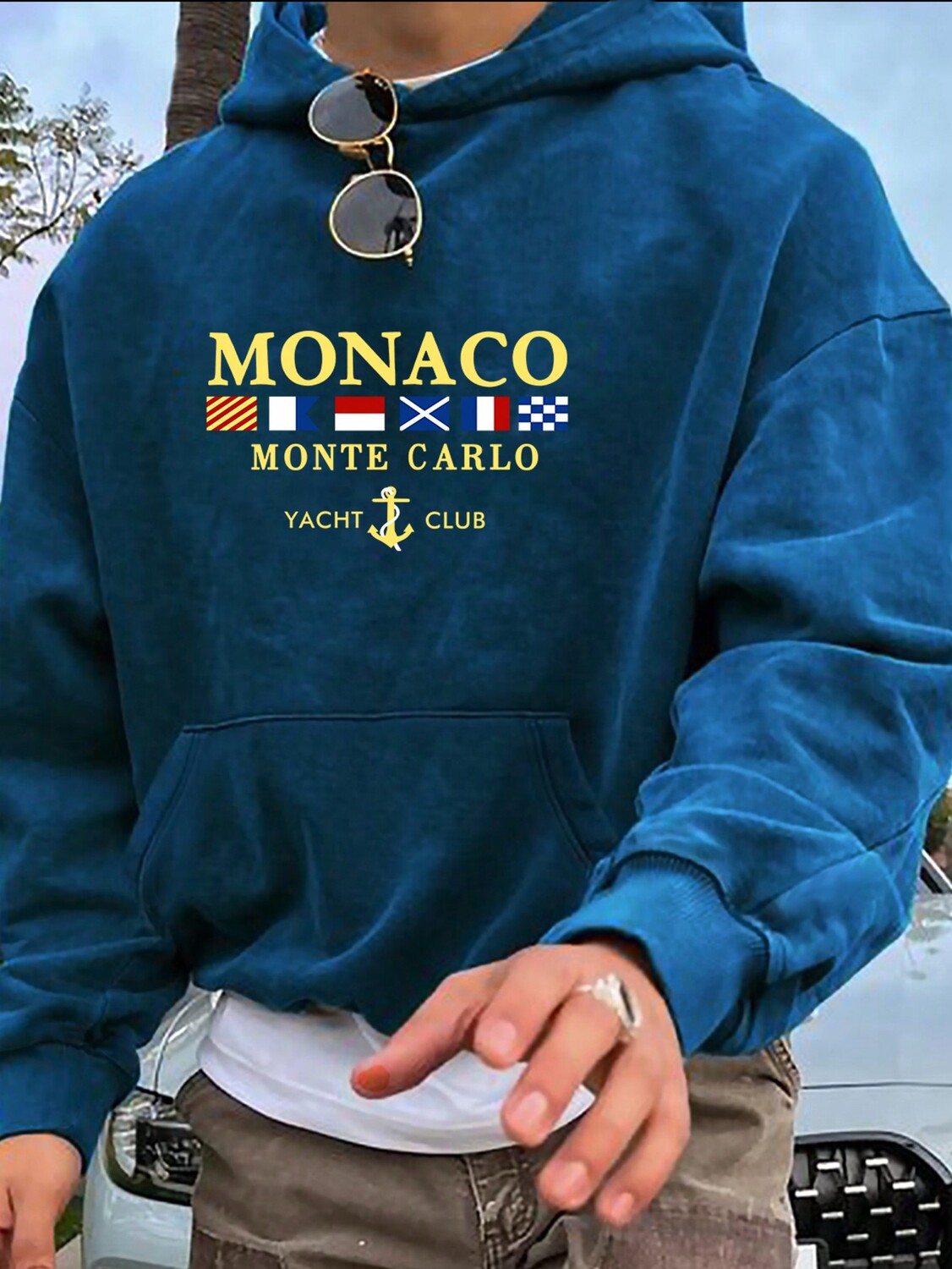 

Мужская толстовка с длинными рукавами и простым принтом Dauomo Manfinity, темно-синий