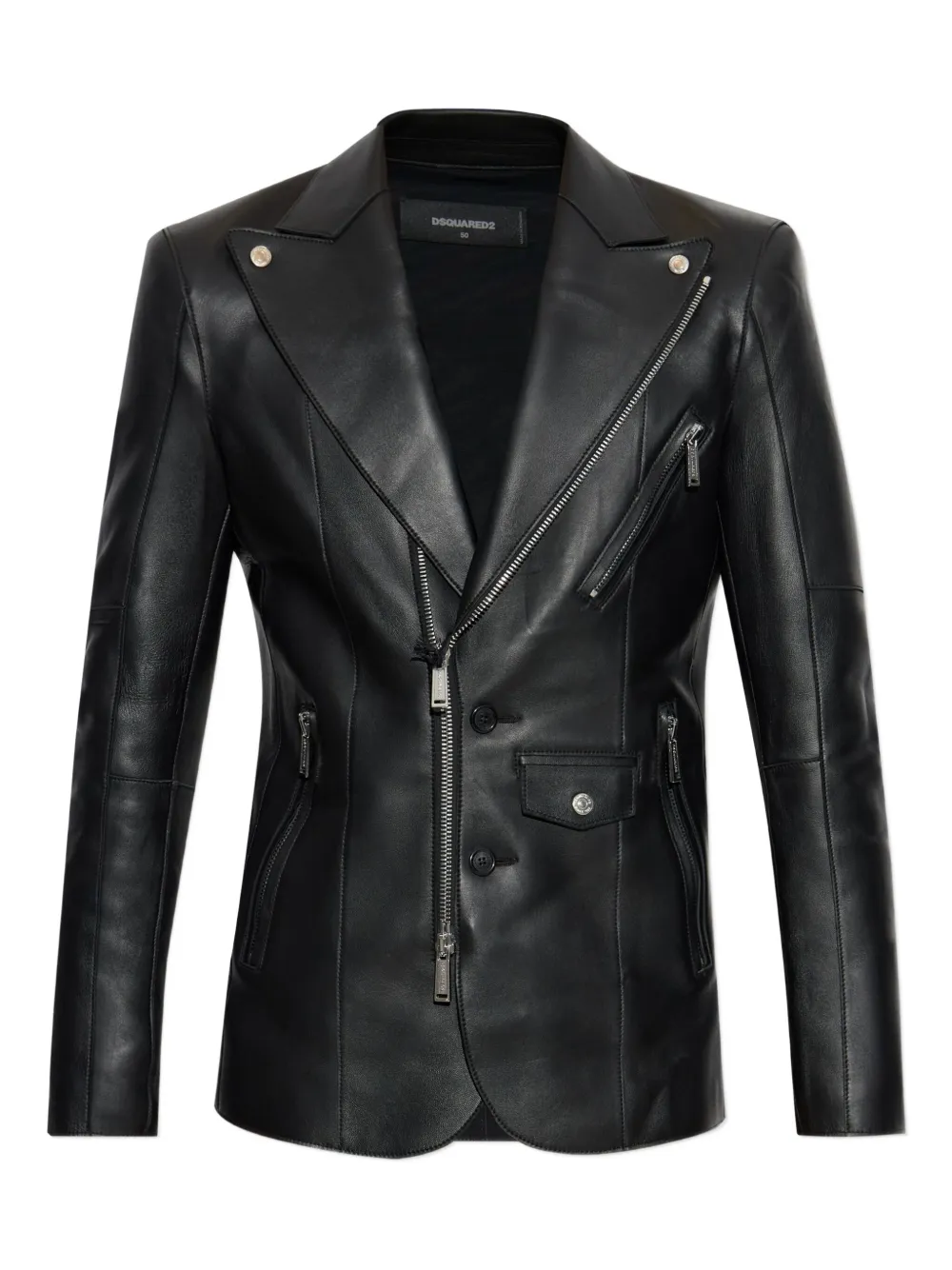 

Однобортный кожаный пиджак DSQUARED2, черный