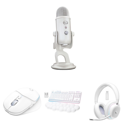 

Комплект USB-микрофона Logitech Blue Yeti для коллекции Aurora с мышью, беспроводной клавиатурой G715 и гарнитурой (переключатели White Mist, GX Blue)