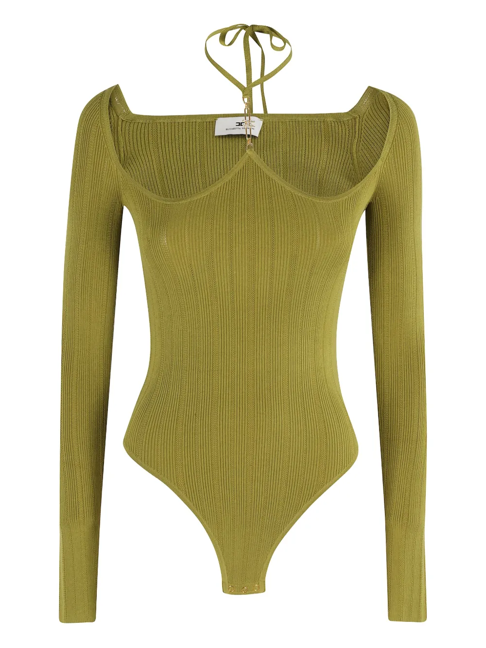 

Боди в рубчик с завязками Elisabetta Franchi, зеленый