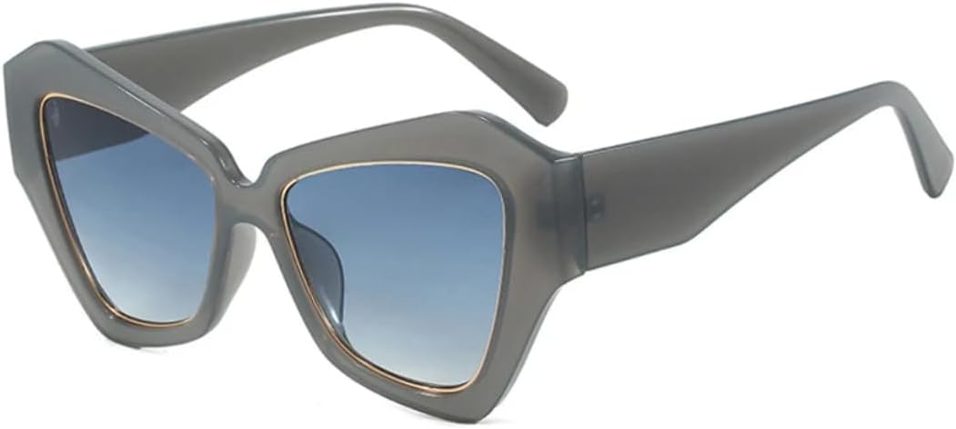 

Популярные модные женские солнцезащитные очки «кошачий глаз» с многоугольными линзами, защитой от УФ-излучения UV400, в ретро-стиле, конфетных цветов, мужские TVTBBVV, Gray