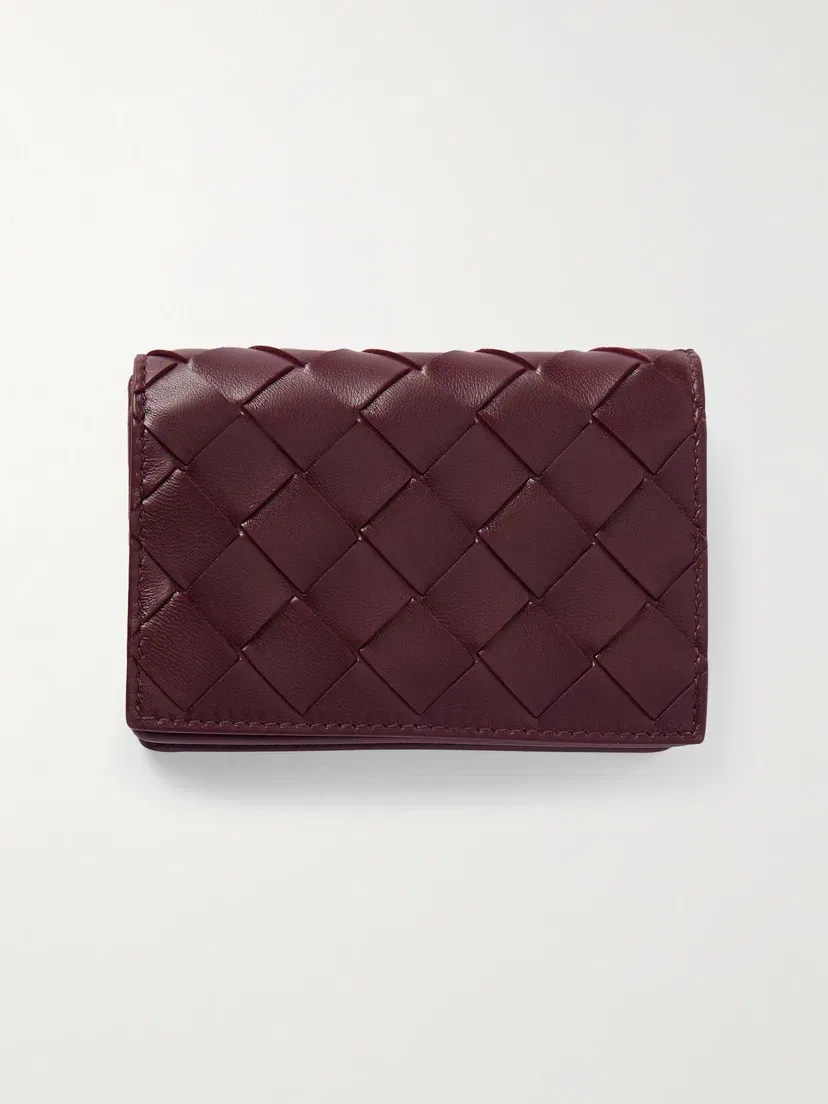 Кожаный кардхолдер Intrecciato BOTTEGA VENETA, бордовый