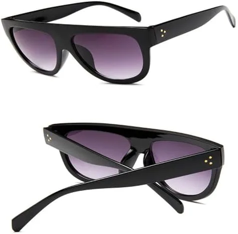 

Женские солнцезащитные очки с плоской верхней частью и увеличенным размером оправы, большие оправы, защита от ультрафиолета UV400, модель «кошачий глаз» MTZJH, Black