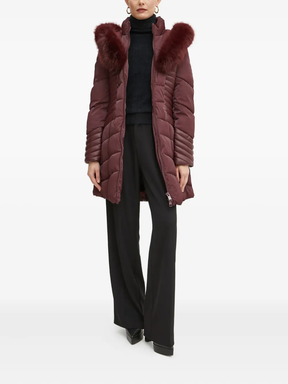 

Стеганое пальто с узором GUESS USA, красный