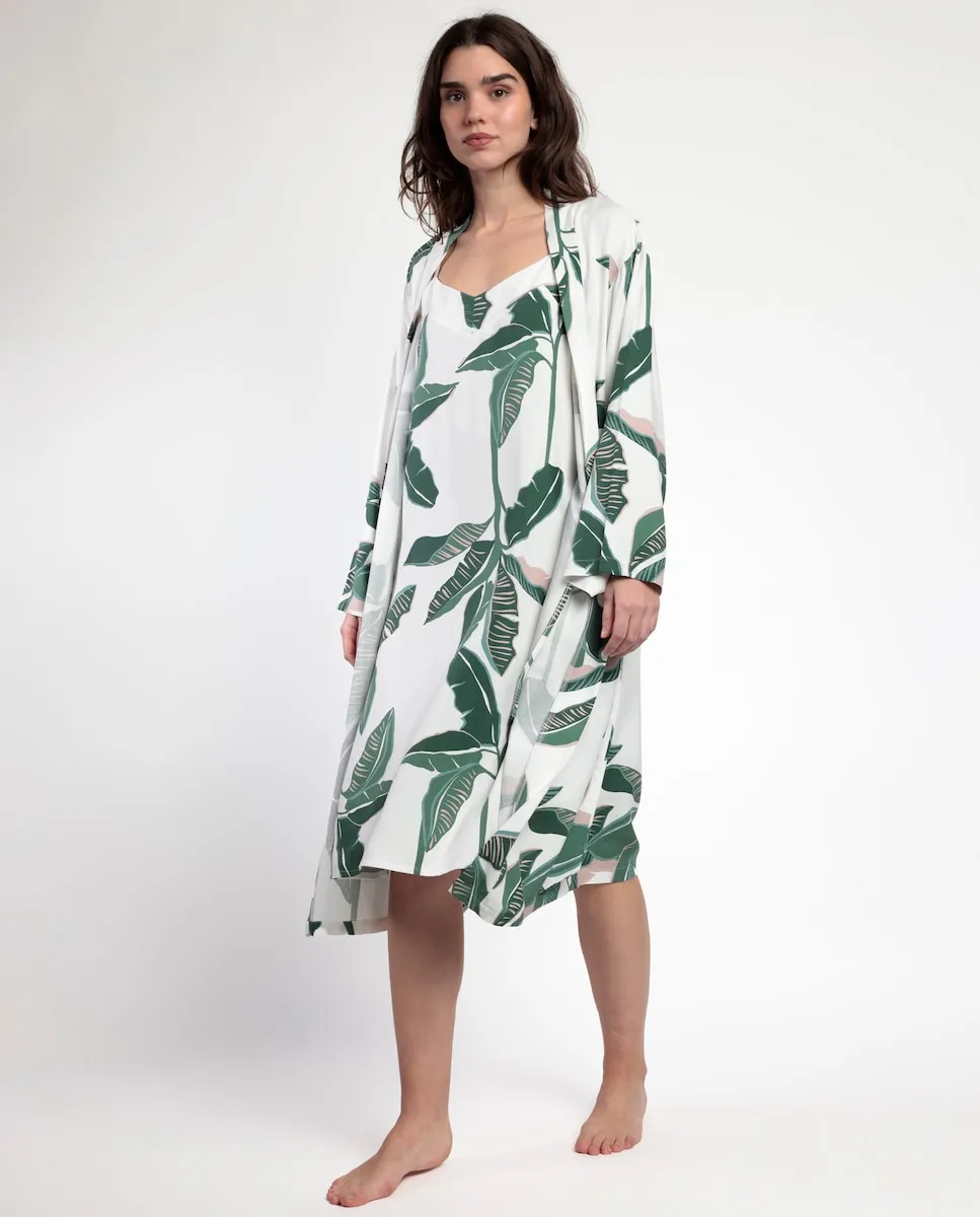 

Женский халат с длинными рукавами из зеленого поплинового материала Admas