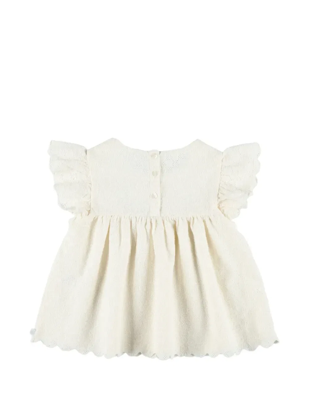 Рубашка с вышивкой и оборками Petit Bateau, бежевый — фото 2