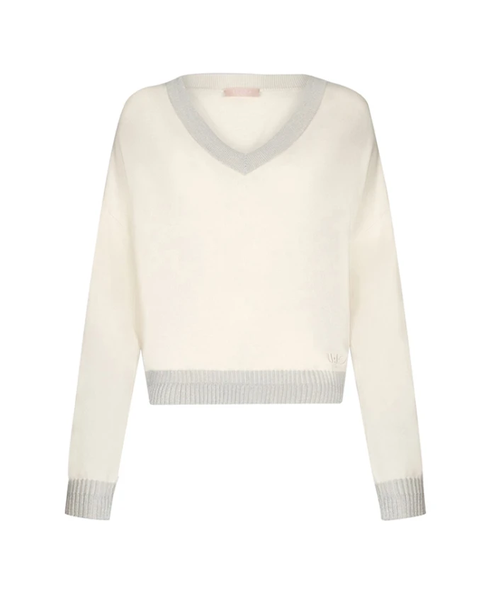 

Бежевый вязаный свитер в модном стиле Liu Jo, бежевый