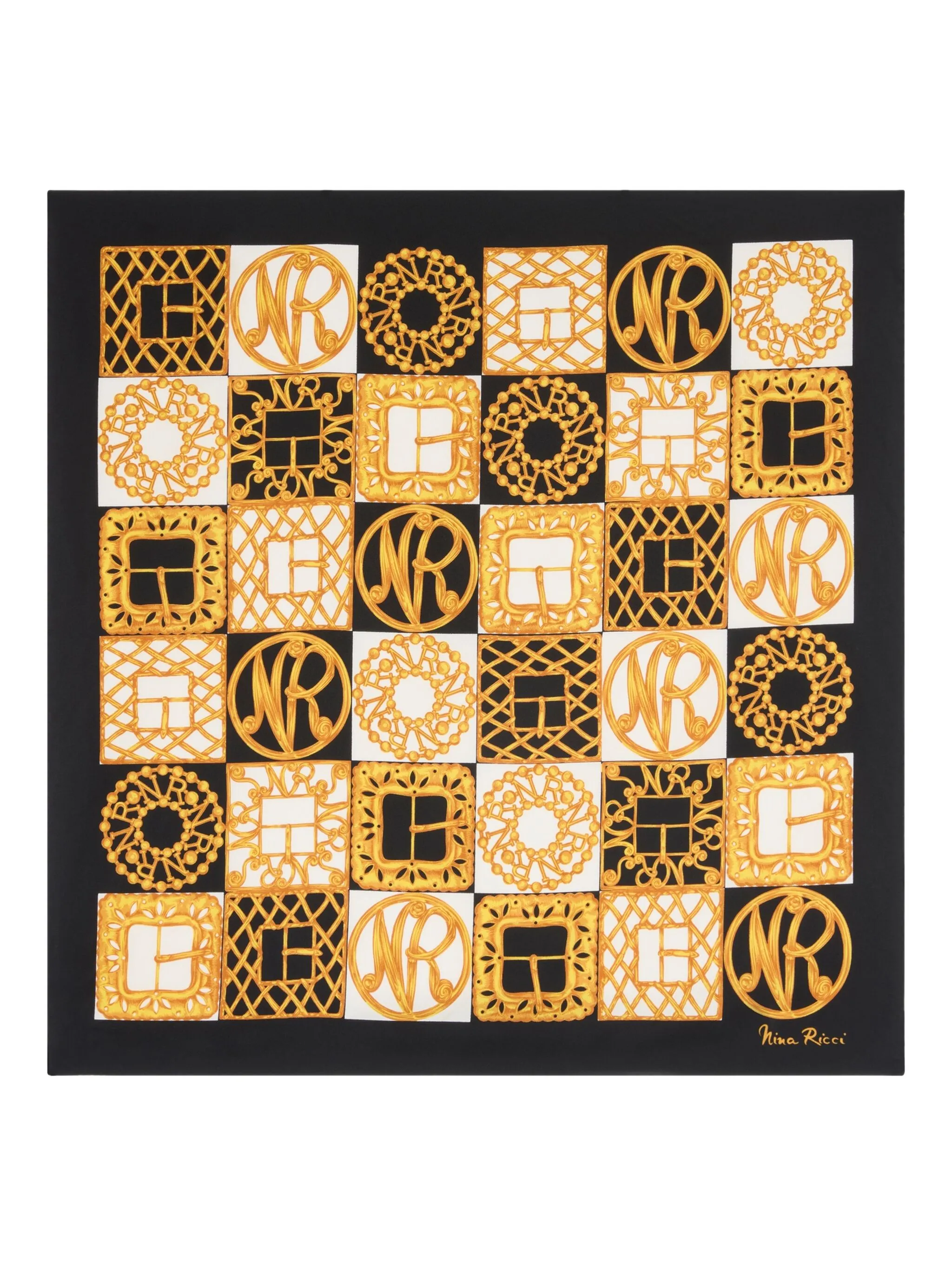 

Шелковый шарф в клетку Nina Ricci, черный