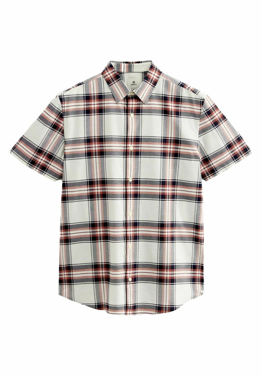 

REGULAR FIT Stretch Check Short Sleeve Next, Рубашка экрю белый/темно-синий