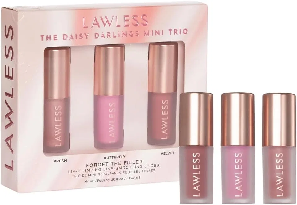 Набор мини-блесков для губ Lawless The Daisy Darlings 3 шт., оттенки Fresh, Butterfly, Velvet, 0.05 fl oz