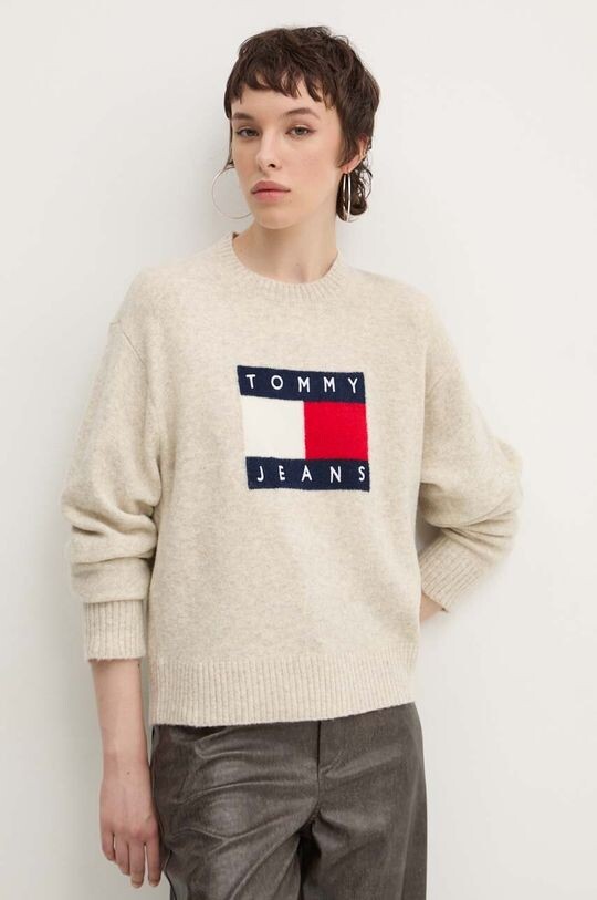 

Свитер из смесовой шерсти Tommy Jeans, бежевый