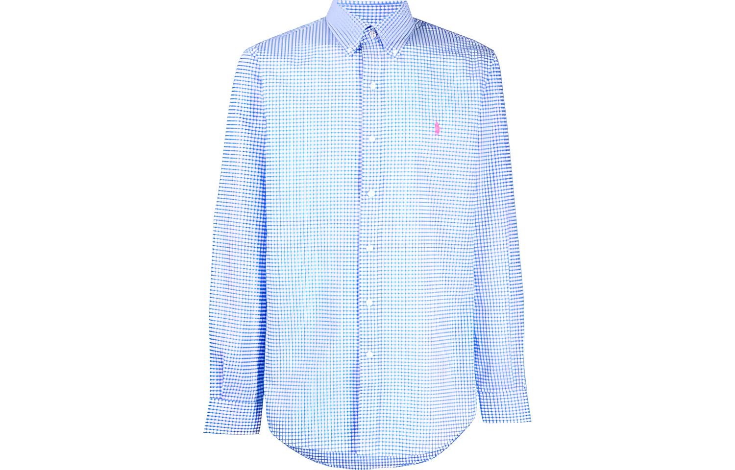 

Хлопковая рубашка с клетчатым принтом Polo Ralph Lauren, синяя