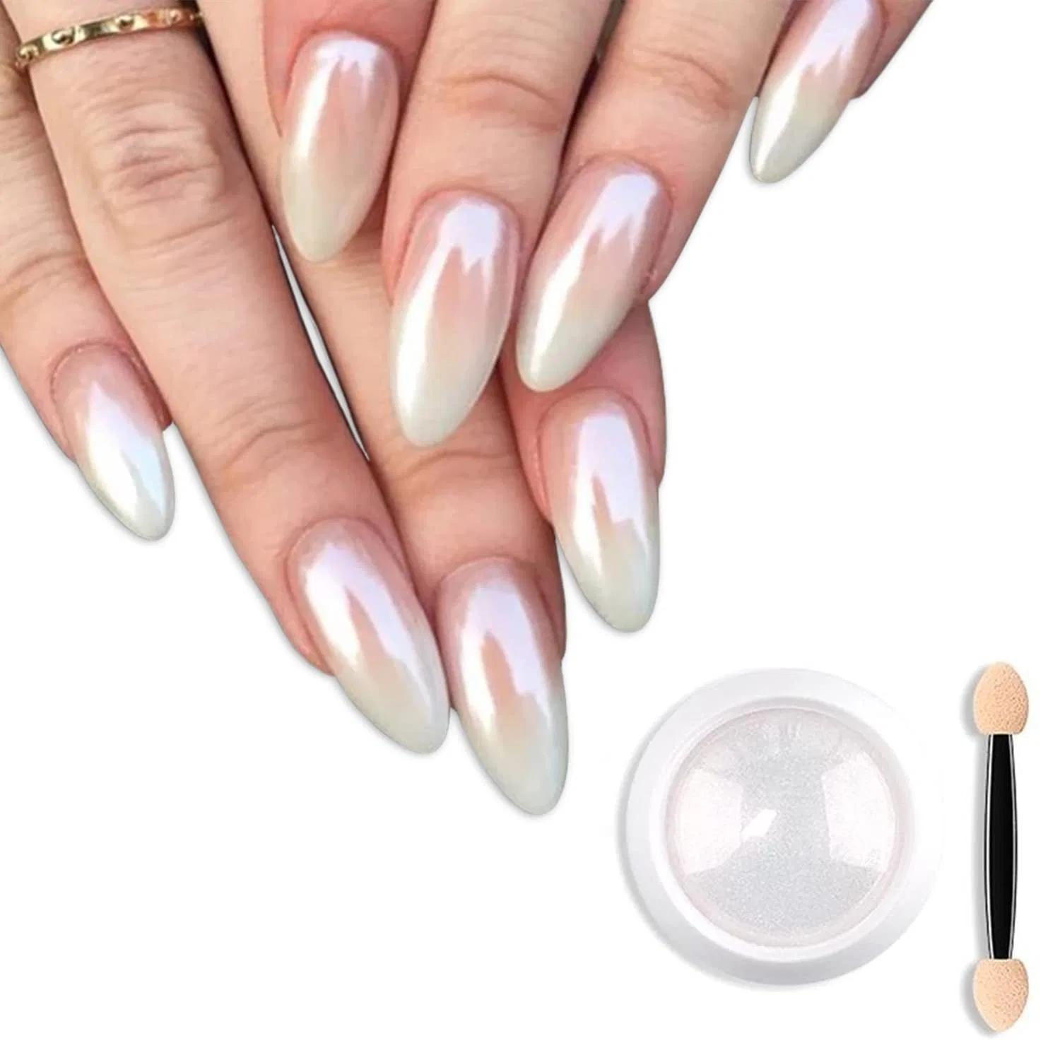Пудра для ногтей «Magic White Pearl Chrome» с эффектом хрома Fokostar