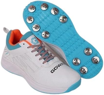 Кроссовки для крикета KNK Gowin Tyro Metal Spike для активного отдыха и спортивных игр на открытом воздухе с универсальными характеристиками, белый — фото 4
