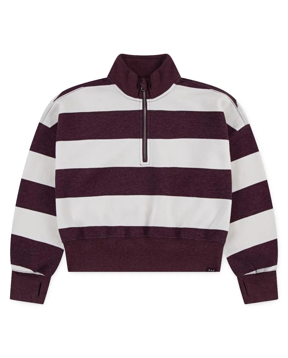 

Стильный свитер с четвертной молнией для девочек Abercrombie, красный