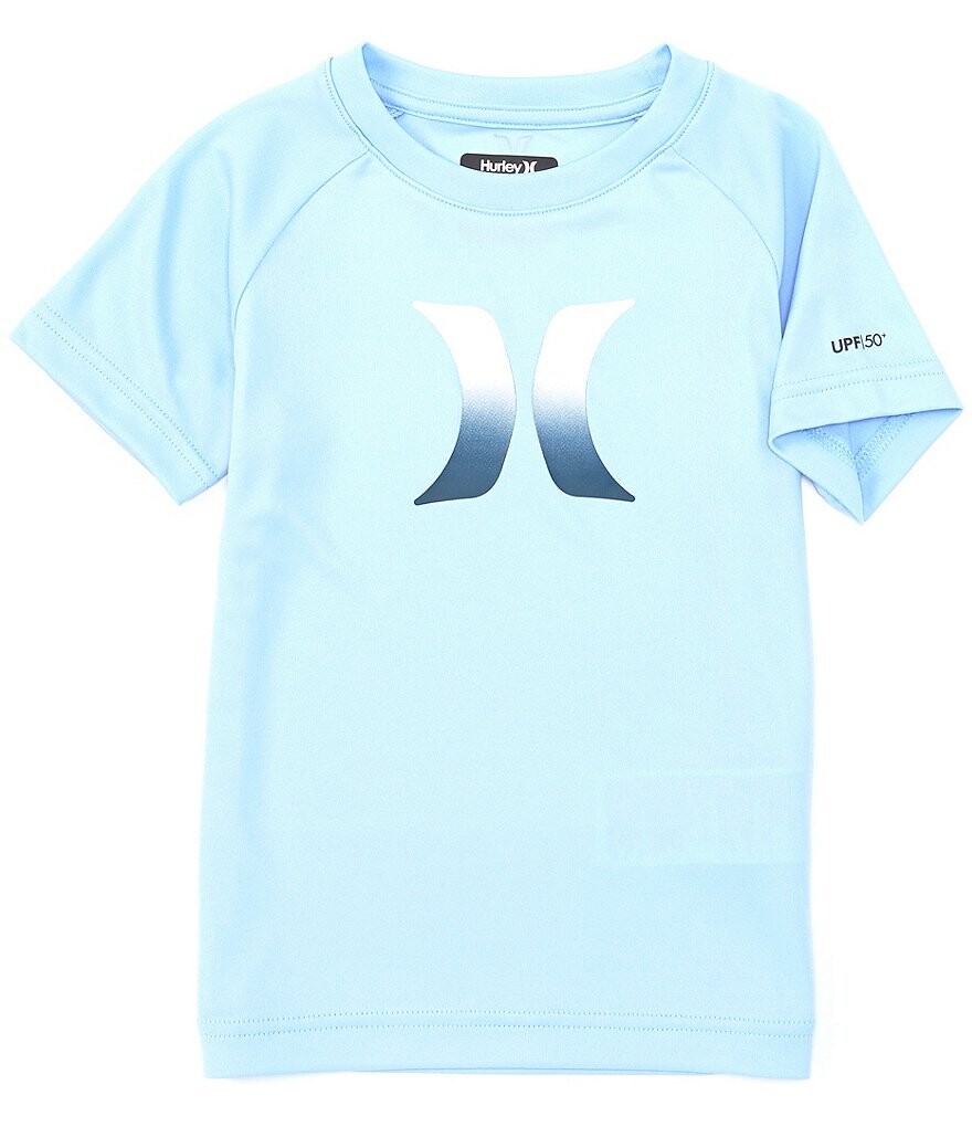 

Рубашка Hurley Little Boys 2T-7 с короткими рукавами и омбре-логотипом UPF 50, синий
