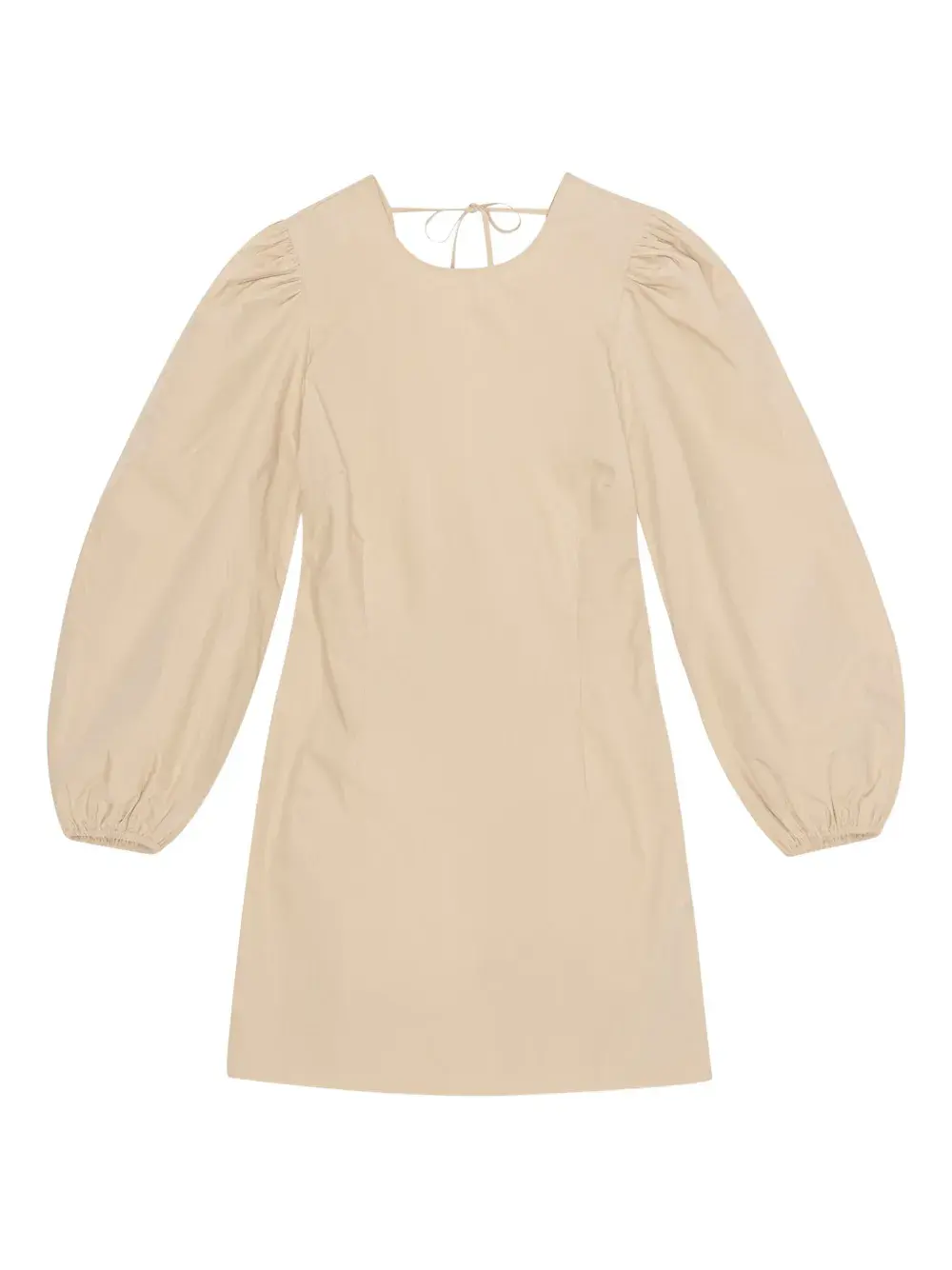 

Платье мини с объемными рукавами и завязками Ganni, нейтральный