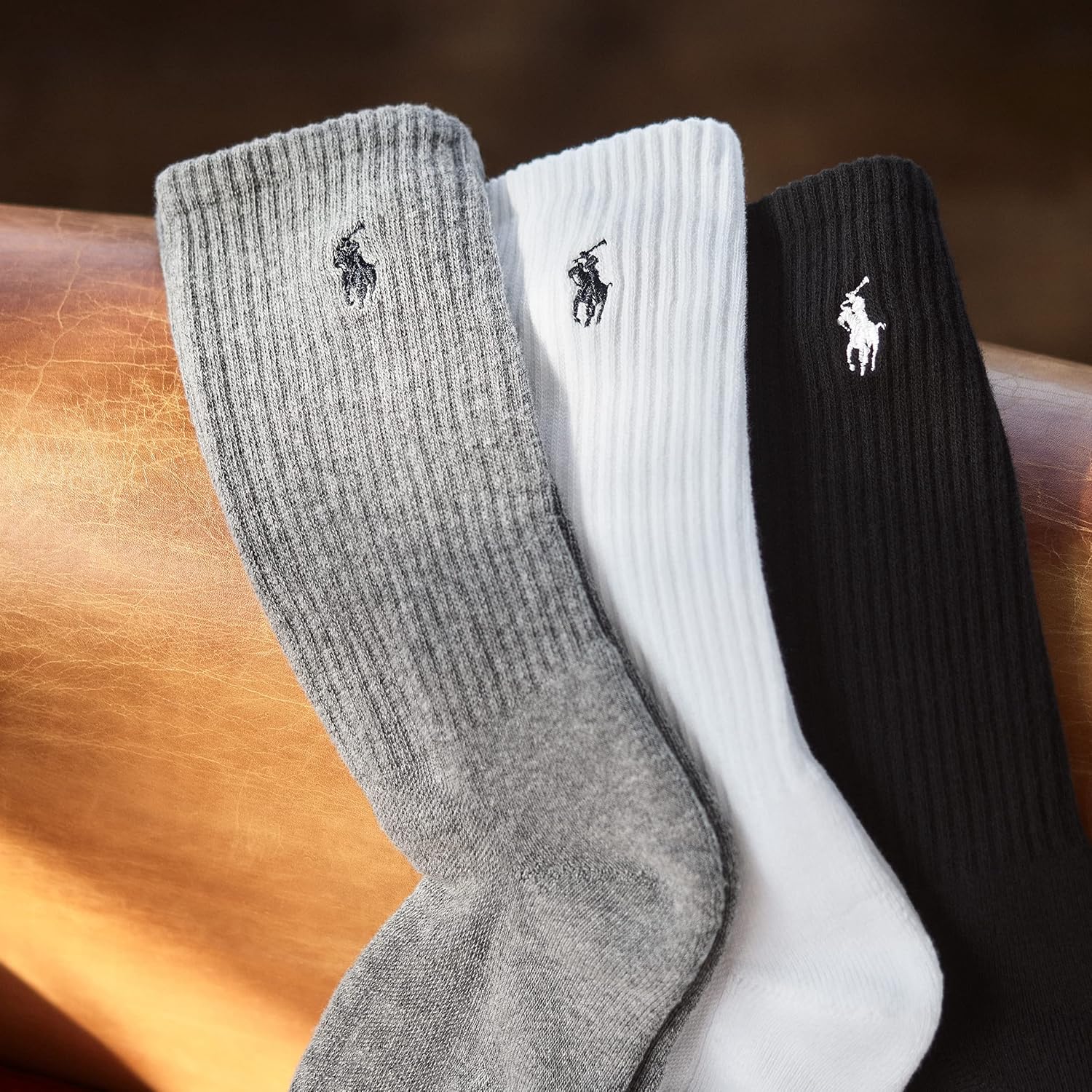 POLO RALPH LAUREN Мужские классические спортивные однотонные носки набор 6 пар - амортизирующий комфорт из хлопка, Gray Heather Assorted, 6-12.5 — фото 3