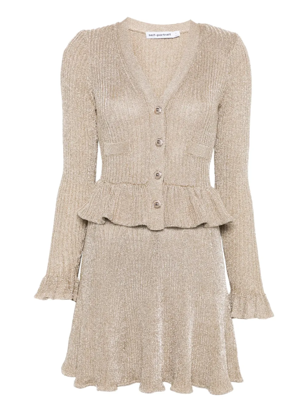 

Платье мини с баской Self-Portrait, золотой