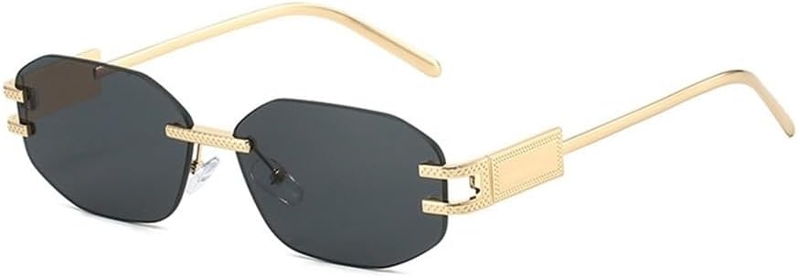 

Солнцезащитные очки без металлической оправы. Модные женские солнцезащитные очки. Высококачественные солнцезащитные очки для защиты от солнца на открытом воздухе UJNHGQ, Gold Black