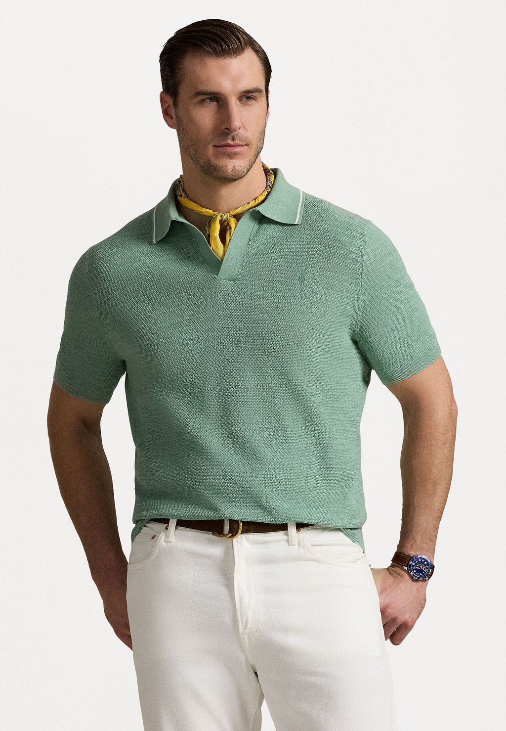 

Поло TEXTURED COTTON-LINEN SWEATER Polo Ralph Lauren Big & Tall, мята