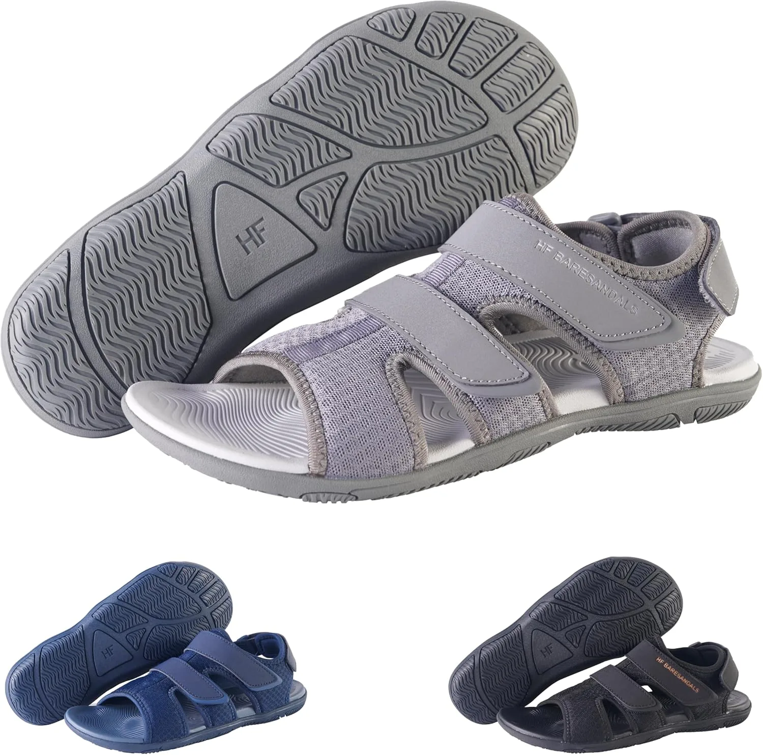 Сандалии Hike Footwear HF Baresandals IV - легкие, удобные сандалии для активной ходьбы в повседневной жизни, с нулевым перепадом высоты подошвы, обеспечивающие комфорт во всех технологиях дня, унисекс, серый