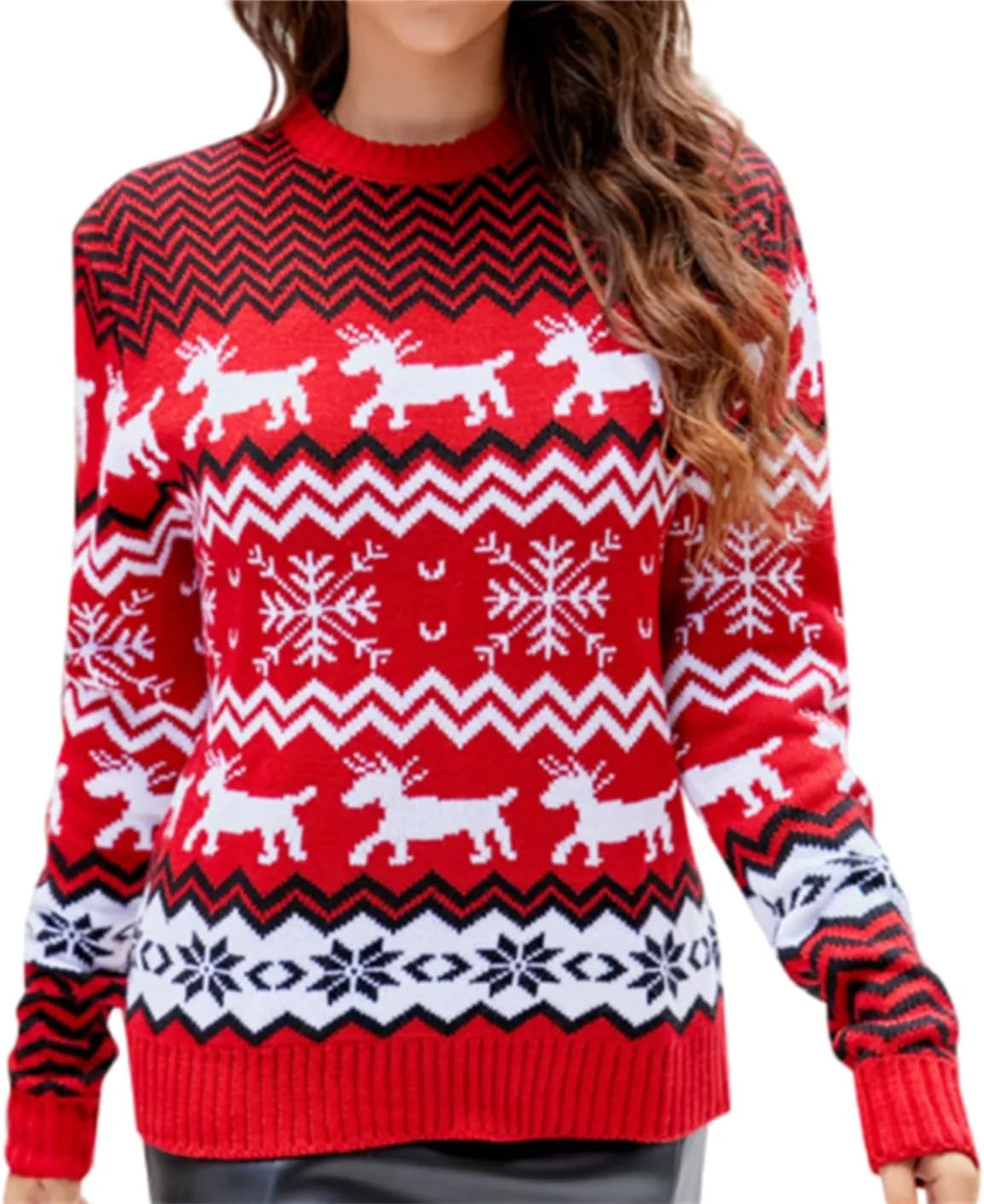 

Женский свитер на Новый год, вязаный, с длинным рукавом Udeniy