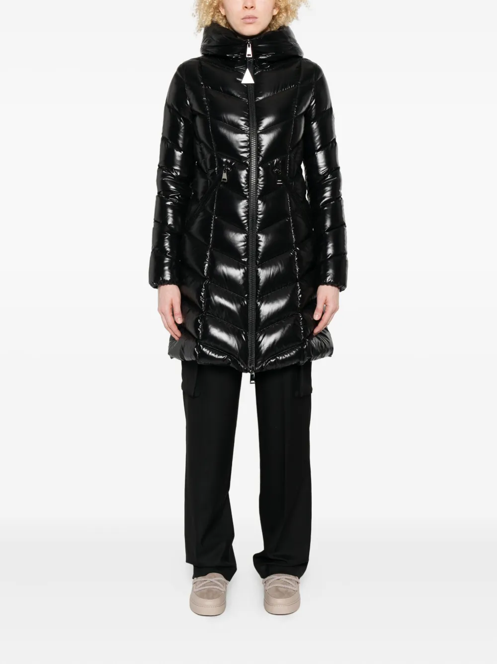 Стеганый пуховик с капюшоном MONCLER, черный — фото 2