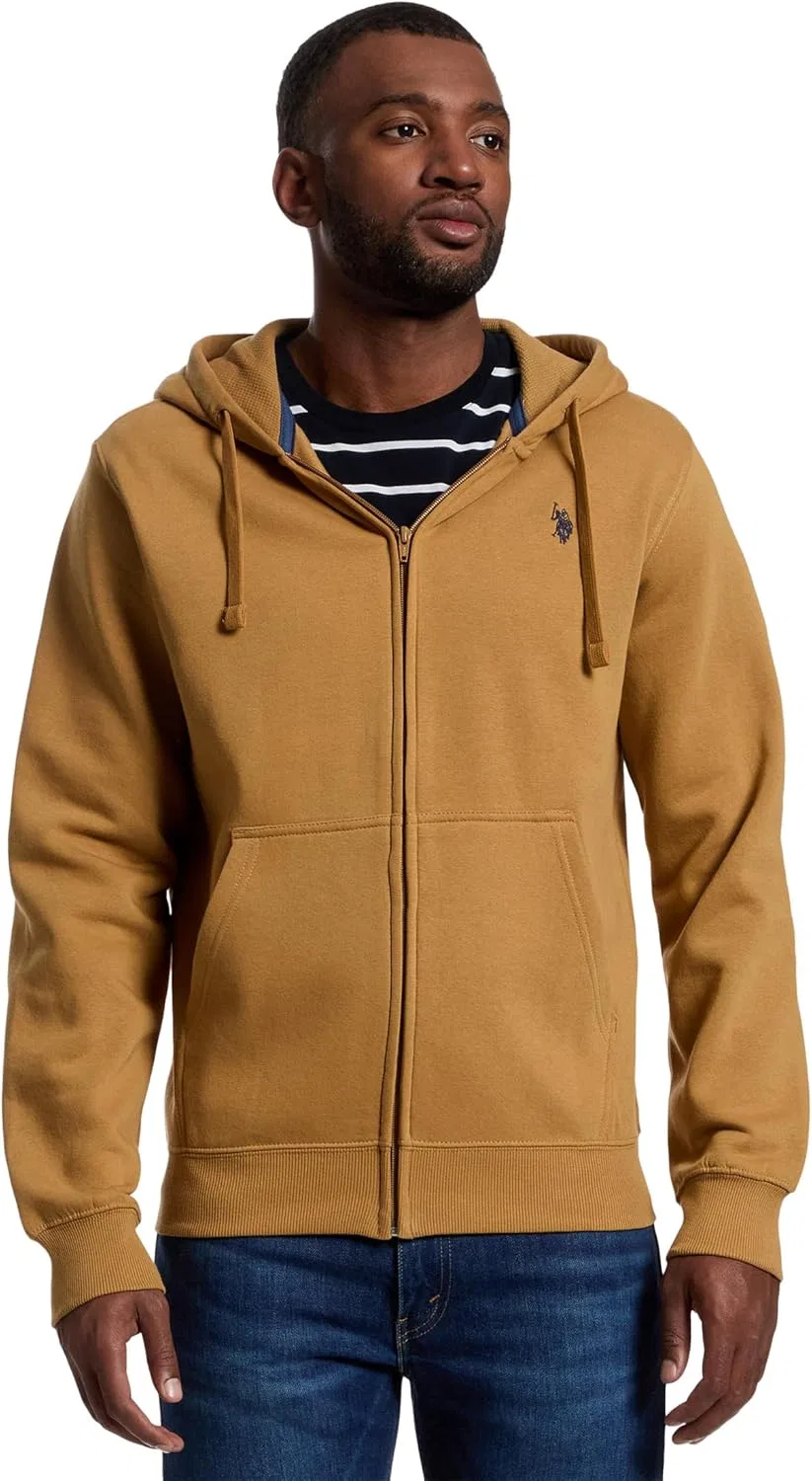 Толстовка с капюшоном U.S. Polo Assn. мужская на молнии с длинным рукавом, Collegiate Tan