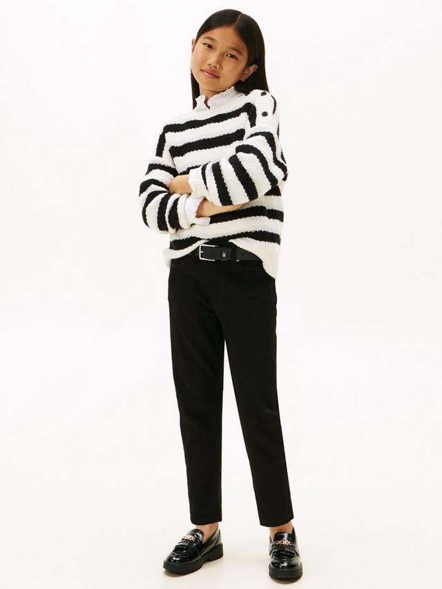 Детский джемпер с металлическими полосками из хлопка Tommy Hilfiger, Ivory Silk — фото 3
