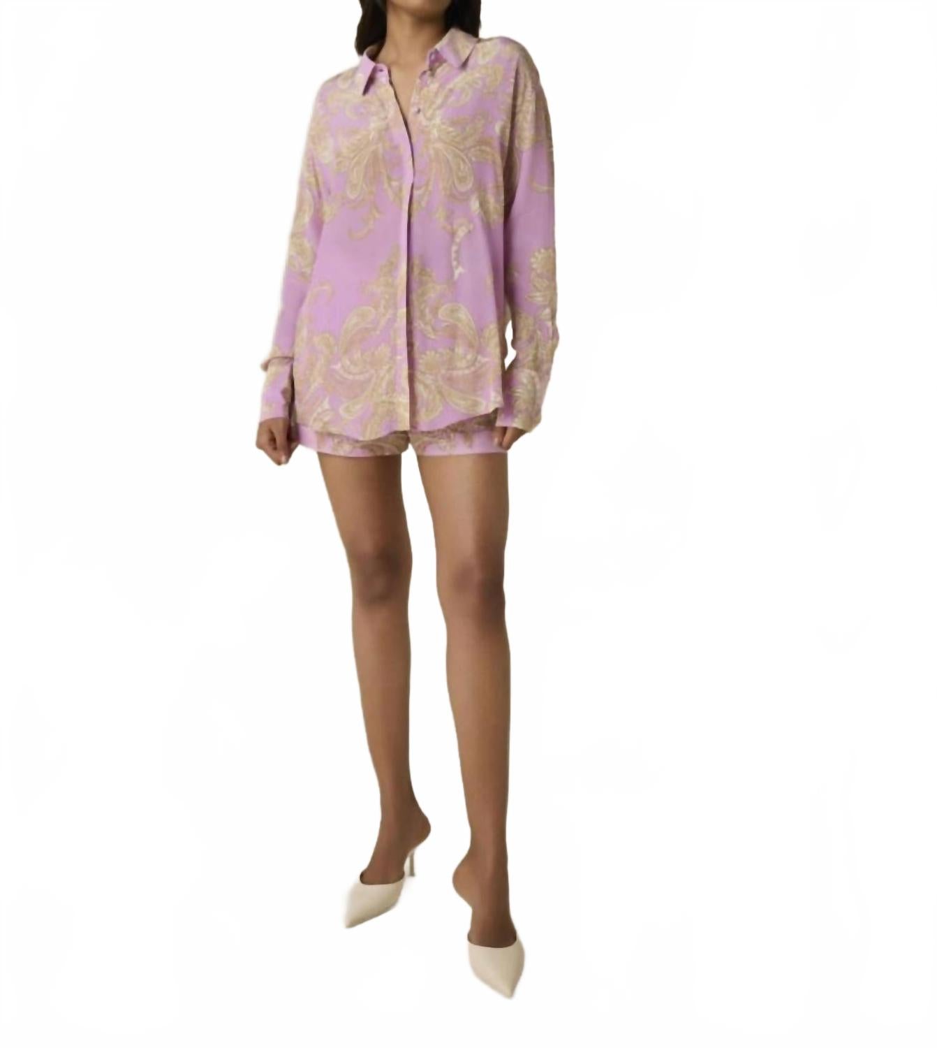 

Джиа креповый оверсайз рубашка в сиреневом Hemant & Nandita