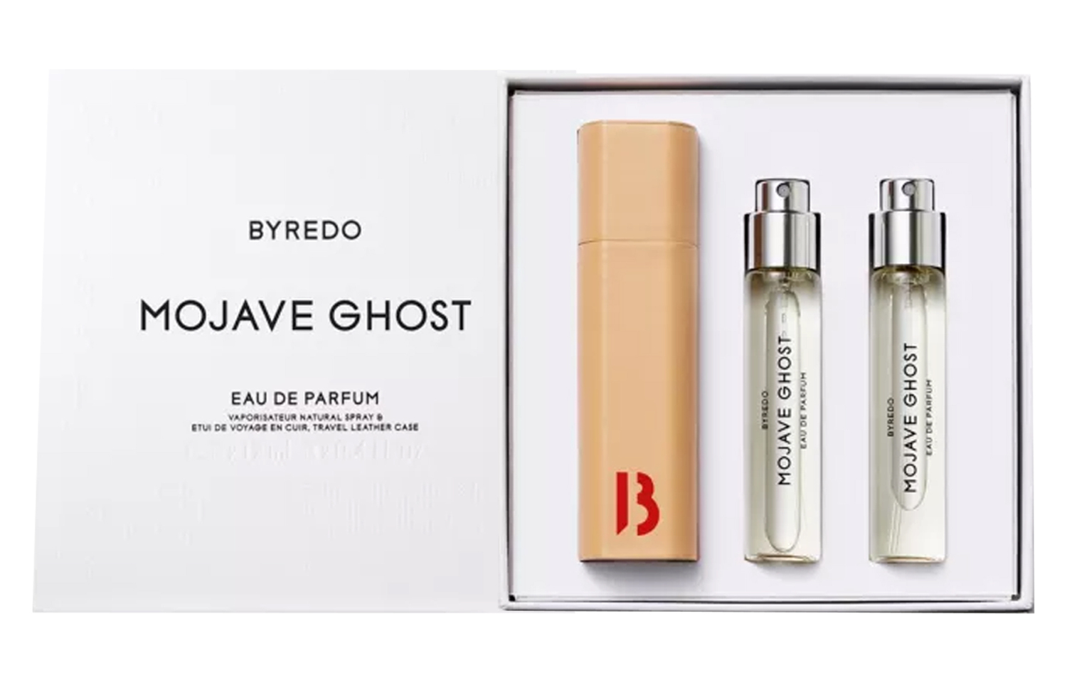 

Limited Edition Mohave Ghost Sample Box Perfume Sets Eau De Parfum Sandalwood Mulan 12ml*3+Leather Set Byredo, 12ml*3+leather set
