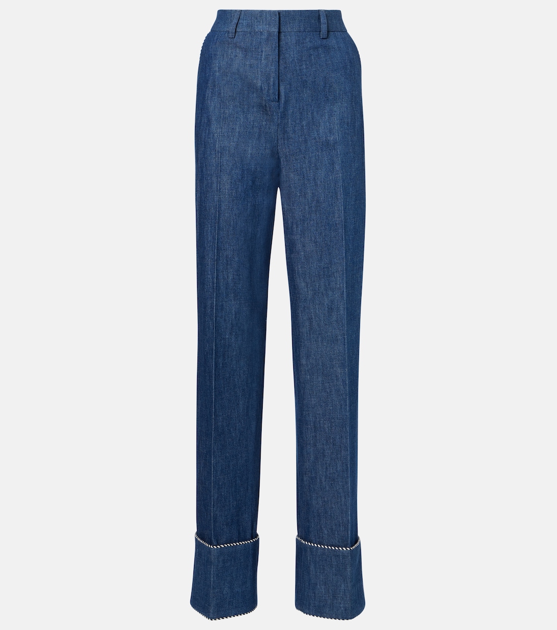 

Прямые брюки из шамбре Valentino, Blu Medio