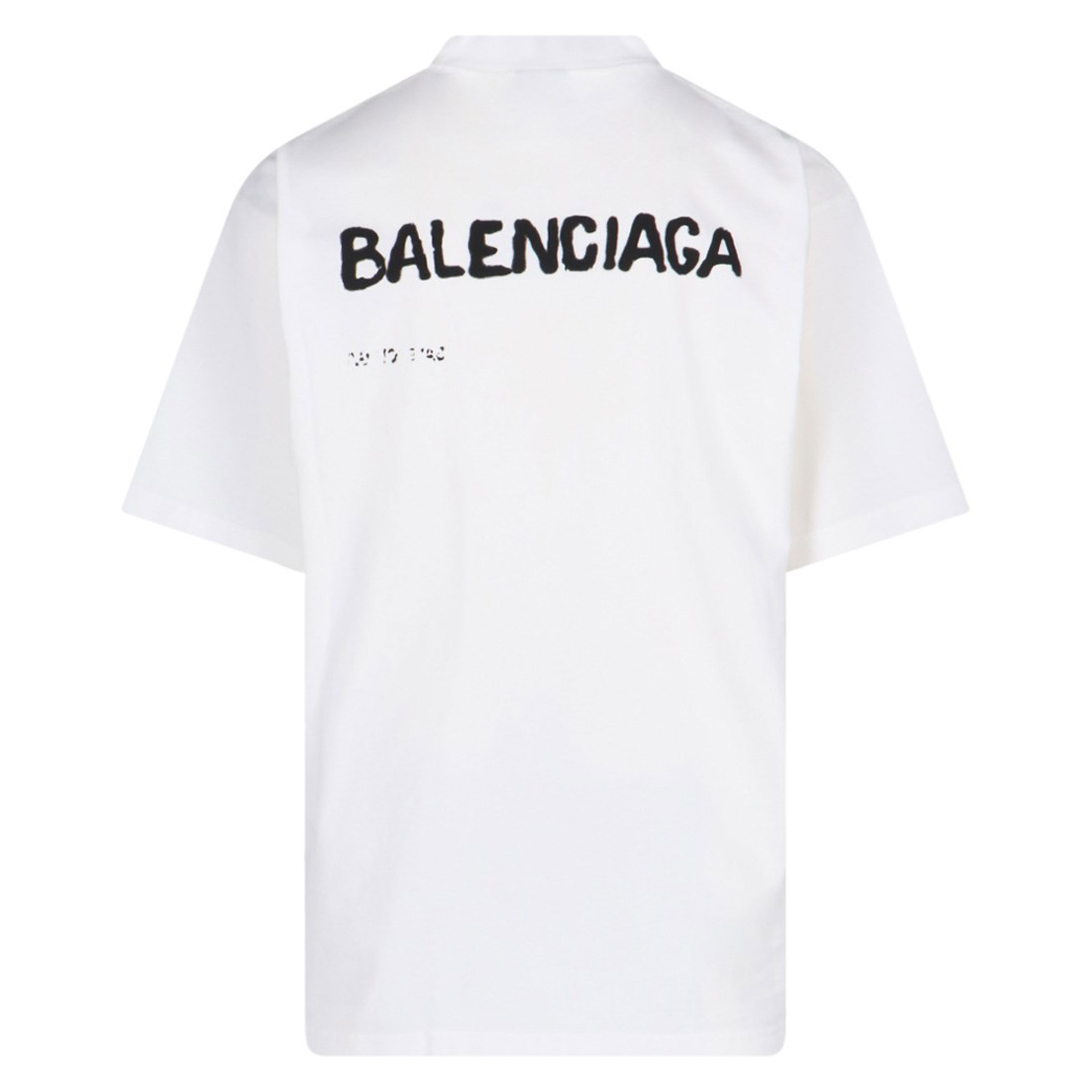 Футболка Balenciaga белая с принтом логотипа оверсайз — фото 3