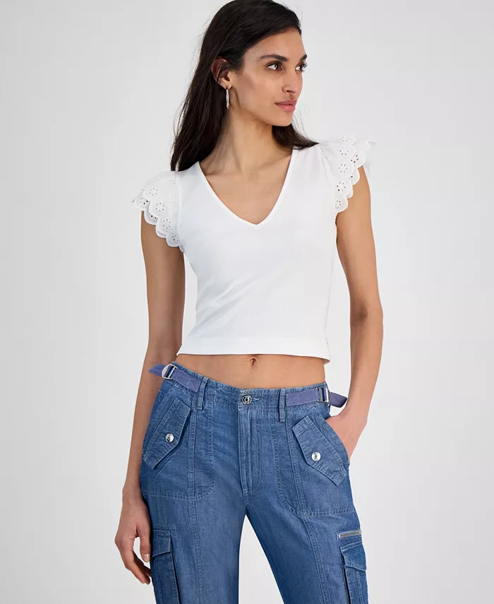 

Женский топ Dahlia Sangallo из смешанной ткани GUESS, белый