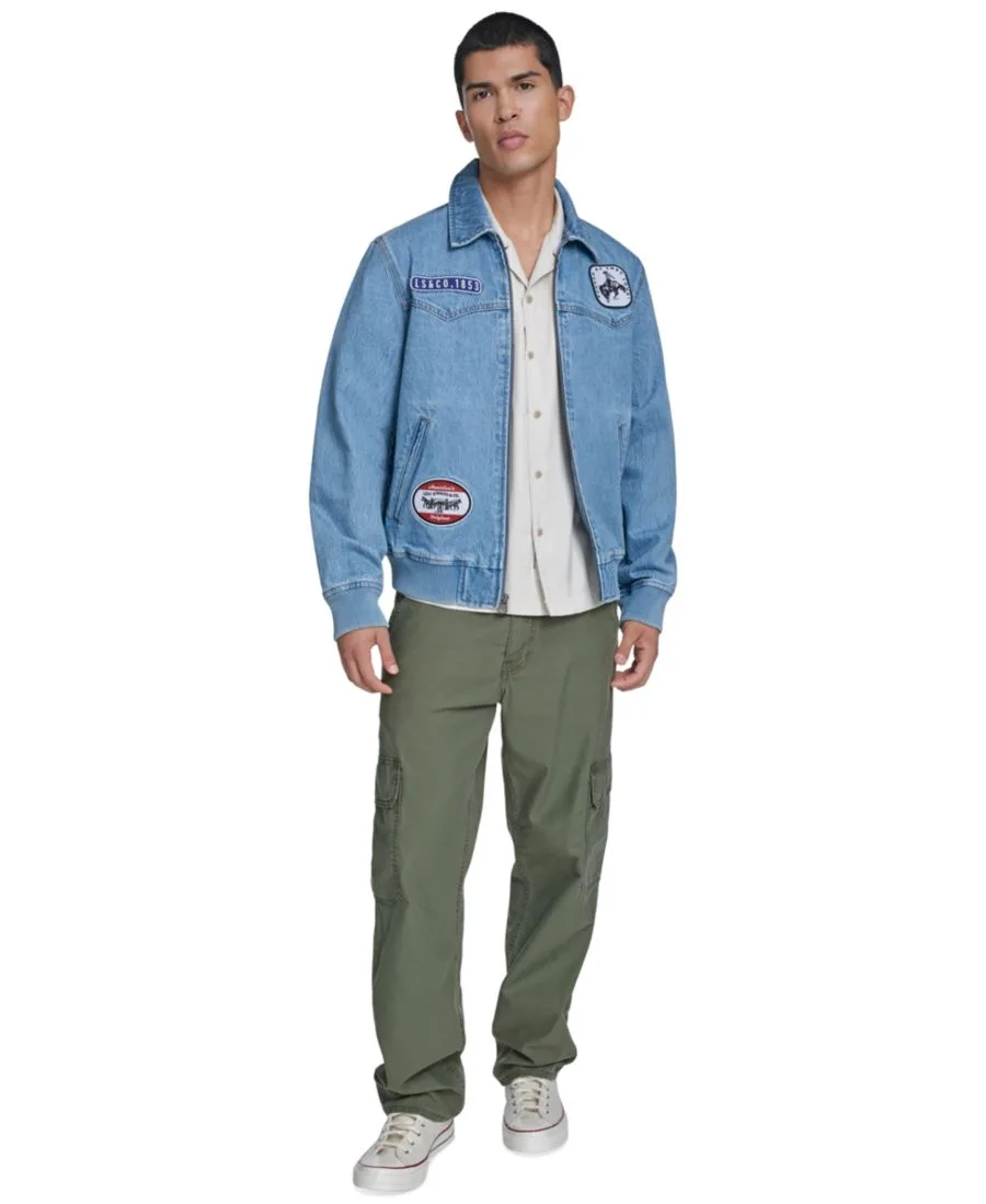 Мужская хлопковая куртка-бомбер в стиле вестерн Levi's, светлый-wash denim — фото 2