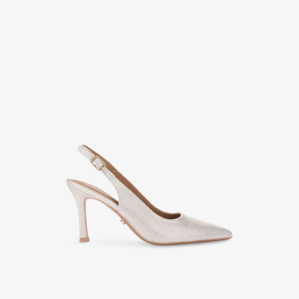 Босоножки-лодочки Carvela Corletta переливающиеся с плетеным верхом и ремешком, шампанское