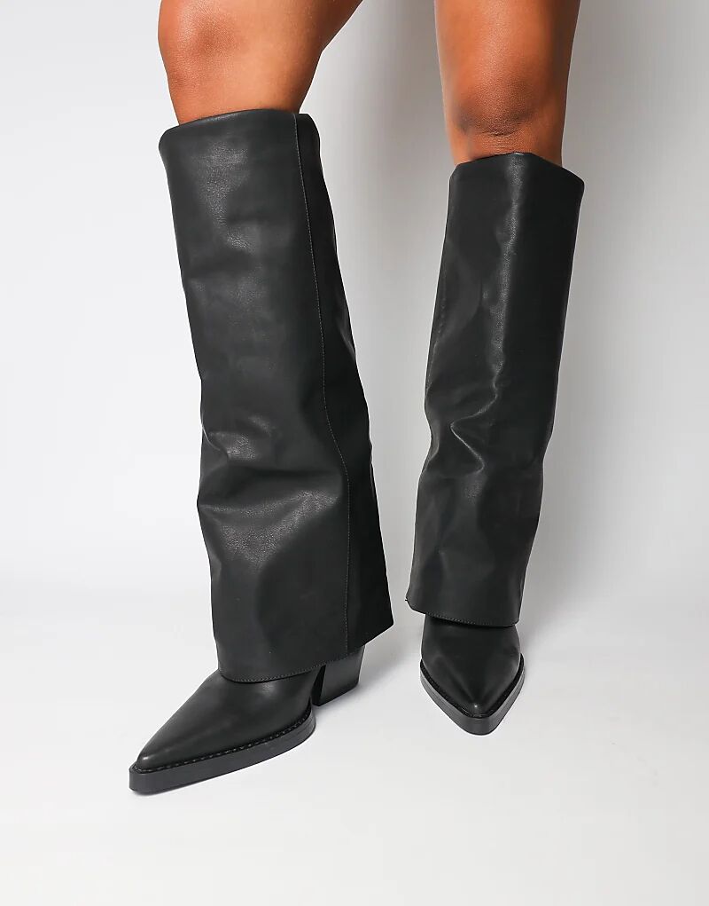 Ботинки в стиле вестерн с отворотом на каблуке SIMMI Shoes Kiarra черного цвета