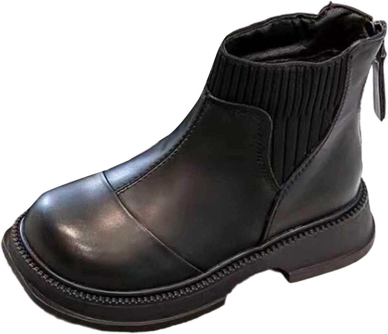 

Детские ботильоны для девочек с боковой молнией, милым бантом, зимние снежные сапожки 2025 года, водонепроницаемые, с нескользящей подошвой, короткие, удобные, на массивной подошве, боевые ботинки Generic, A04 Black