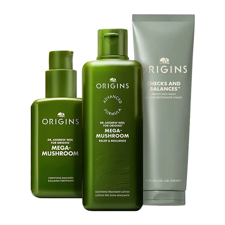 ORIGINS Набор для ухода за кожей унисекс, Three-Piece Set: Ganoderma Milk 100ml+Ganoderma Water 200ml+Bubbles Cleanser Mousse 250ml