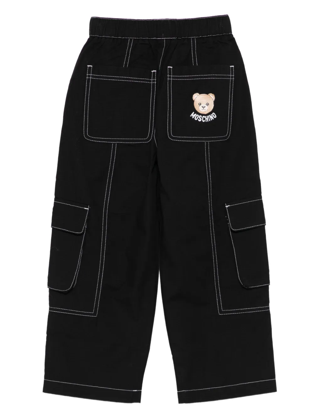 Брюки с контрастной строчкой и карманами-карго Moschino Kids, черный — фото 2