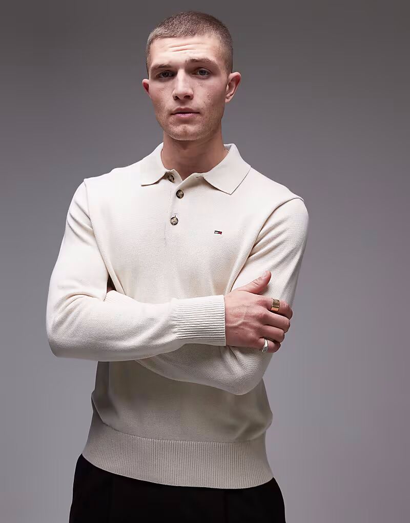 

Базовый джемпер-поло Tommy Jeans бежевого цвета