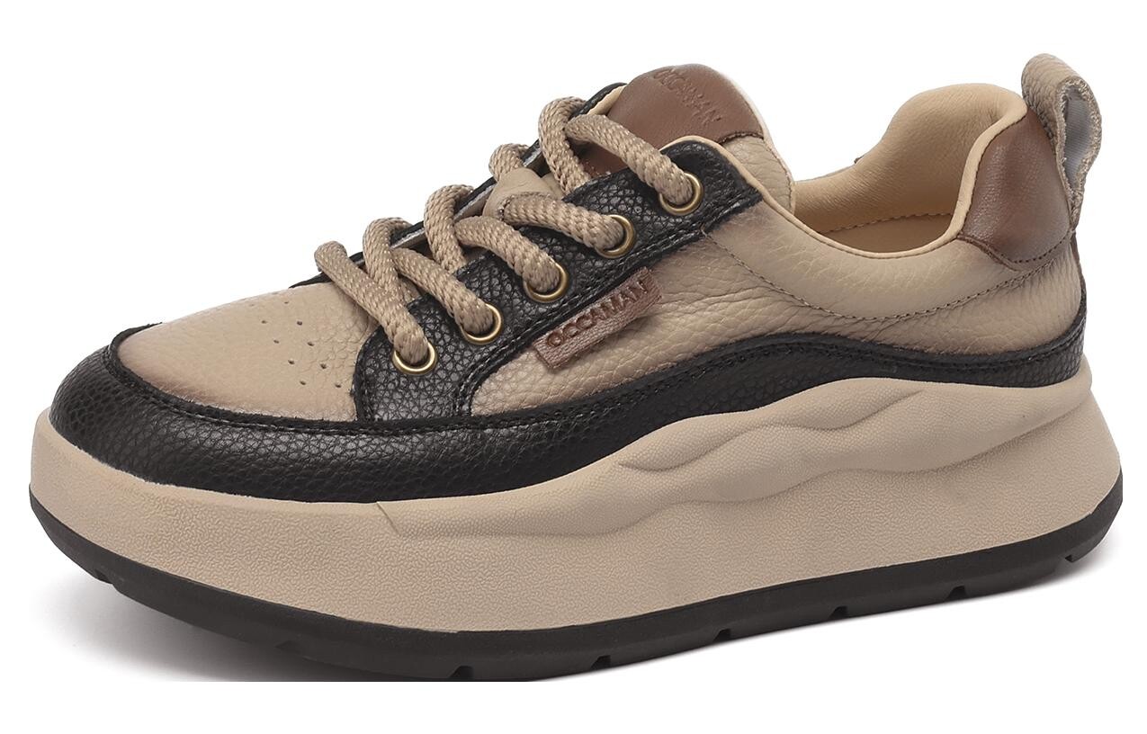 

Кеды, скейтборд обувь женская низкая Occaman, бежевый/коричневый