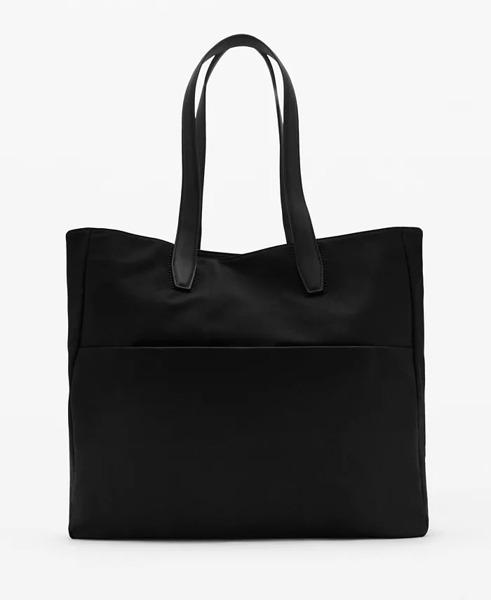 

Мужская хлопковая сумка-тоут с передним карманом Mango, черный