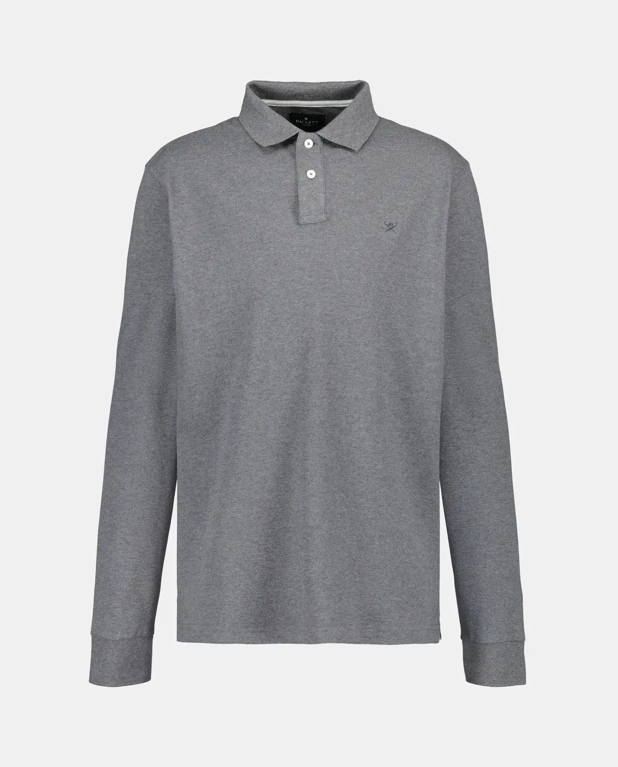 

Мужская рубашка поло с длинным рукавом классического кроя с вышитым логотипом Hackett, серый